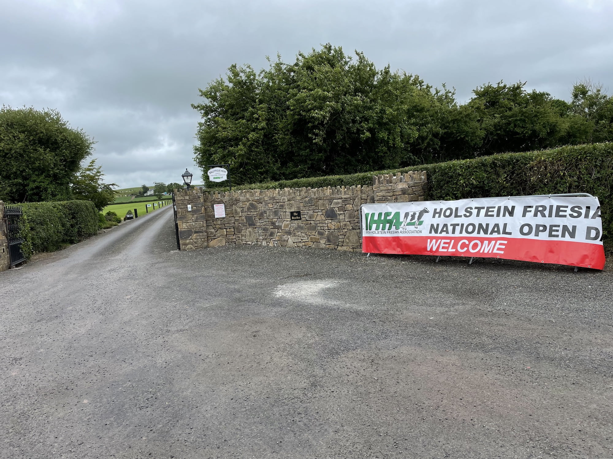 Irish Holstein Friesian Association National Open Day 2022 logo at gate