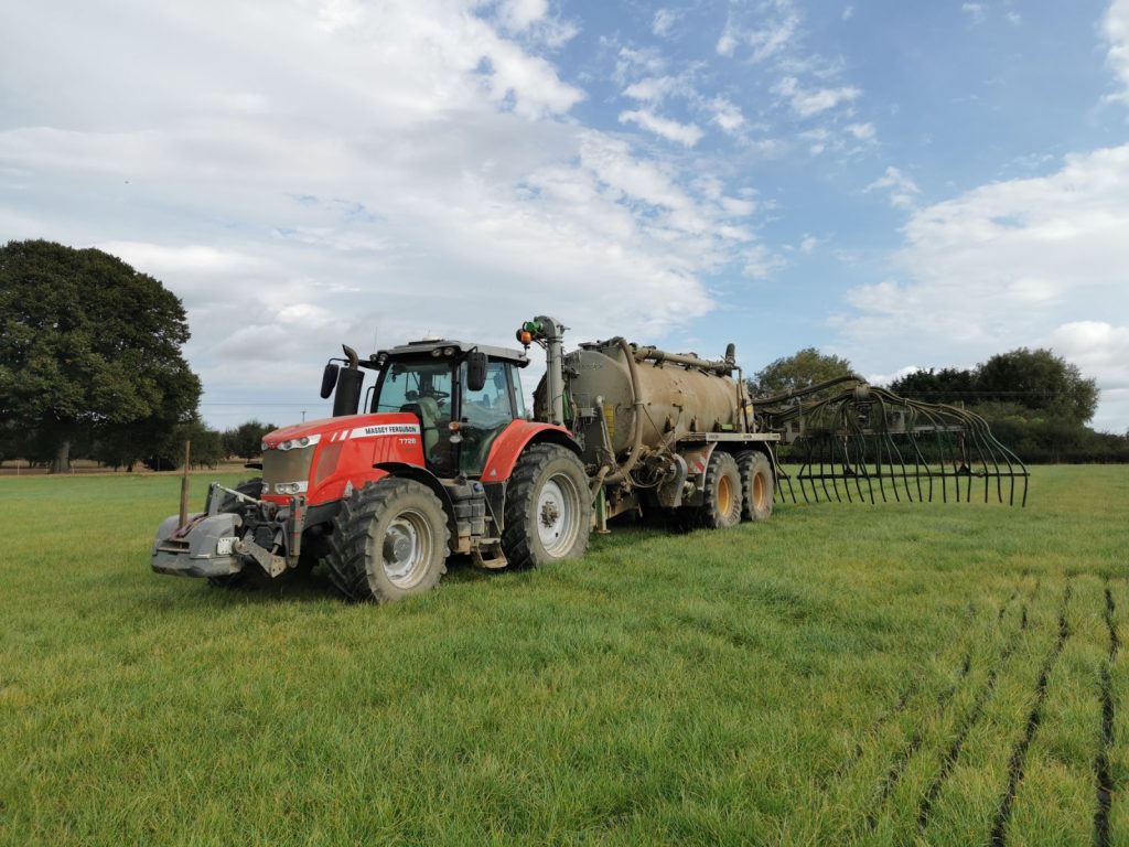 Tractor with slurry and LESS equipment